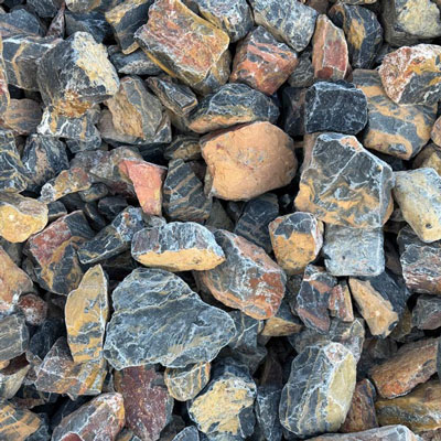 Tiger rock boulder displayed for decorative landscaping projects in Ogden, UT.